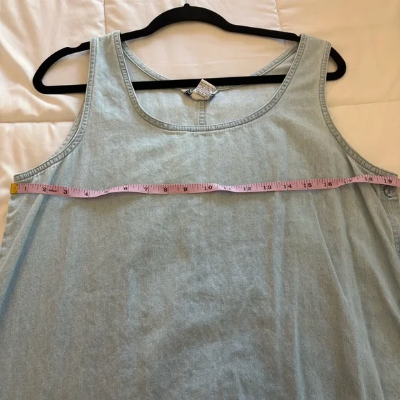 Vintage Jennifer Moore Women’s 100% Cotton Light Blue Denim Maxi Dress - Picture 6 of 9